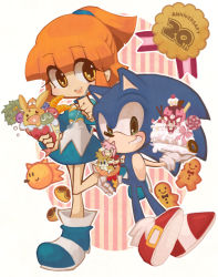 Rule 34 | 1girl, amy rose, animal nose, anniversary, arle nadja, armor, armored dress, blob, blue skirt, brown eyes, brown hair, cake, candy, carbuncle (puyopuyo), chip (sonic), company connection, compile, cookie, creature, crossover, doughnut, food, fruit, full body, furry, furry female, gingerbread cookie, gingerbread man, green eyes, grin, half updo, ice cream, ice cream cone, kazamine (stecca), knuckles the echidna, layer cake, lollipop, madou monogatari, one eye closed, orange (fruit), orange slice, plate, pocky, puyo (puyopuyo), puyopuyo, sega, shoes, short hair, skirt, smile, sonic (series), sonic (series), sonic the hedgehog, spoon, standing, standing on one leg, swirl lollipop, tails (sonic), wafer, wink
