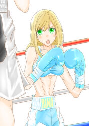 Rule 34 | 1boy, 1girl, artist request, boxing, boxing gloves, boxing ring, covered erect nipples, fighting, tagme