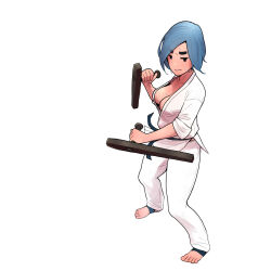 Rule 34 | 1girl, artist request, fighting stance, highres, short hair, tagme, weapon