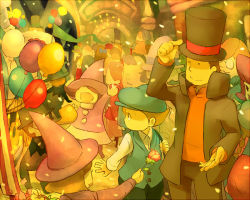 Rule 34 | balloon, child, flower, hat, hershel layton, level-5, luke triton, professor layton, rose, top hat, witch hat