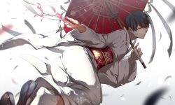 Rule 34 | 10s, 1boy, 2016, absurdres, alternate eye color, ass, black hair, blurry, branch, carrying over shoulder, closed mouth, crossdressing, dated, depth of field, glowing, glowing eyes, highres, holding, holding umbrella, japanese clothes, kimono, long sleeves, looking at viewer, male focus, matsuno todomatsu, motion blur, obi, osomatsu-kun, osomatsu-san, osomatsu (series), phino, pink eyes, sandals, sash, shoe dangle, signature, snowflakes, snowing, solo, tabi, umbrella, white background, white kimono, white legwear, winter, yuki onna, zouri