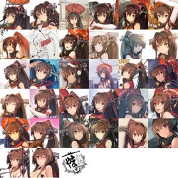 Rule 34 | 10s, 1girl, alternate costume, armband, artist progress, bare shoulders, bell, black dress, blue background, blurry, blush, book, breasts, brown background, brown hair, building, cherry blossoms, cleavage, collar, compilation, concept art, dress, flower, full-face blush, game cg, hair between eyes, hair flower, hair ornament, hat, highres, holding, instrument, jpeg artifacts, kantai collection, large breasts, long hair, long sleeves, looking afar, looking at viewer, lying, mouth hold, multiple views, musical note, oil-paper umbrella, one eye closed, open mouth, pink background, ponytail, progression, purple eyes, santa costume, santa hat, shizuma yoshinori, simple background, sky, smile, star (sky), star (symbol), star hair ornament, starry sky, sunset, swimsuit, text focus, type 91 armor-piercing shell, umbrella, very long hair, violin, water, white background, yamato (kancolle), z flag
