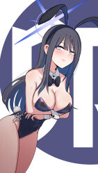 Rule 34 | 1girl, animal ears, text background, black bow, black bowtie, black hair, blue archive, blue eyes, blush, bow, bowtie, breast hold, breasts, bunsan (es ist genug), chinese zodiac, cleavage, closed mouth, collar, commentary request, cowboy shot, crossed arms, detached collar, dutch angle, fake animal ears, fake tail, frown, glaring, grey pantyhose, half-closed eyes, halo, highres, large breasts, leotard, long hair, looking at viewer, new year, pantyhose, playboy bunny, rabbit ears, rabbit tail, saori (blue archive), side-tie leotard, solo, standing, sweatdrop, tail, translated, white collar, wing collar, wrist cuffs, year of the rabbit