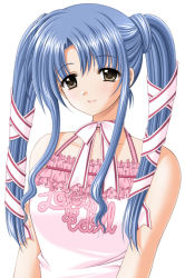 Rule 34 | blue hair, bow, brown eyes, choker, hair ribbon, idol, lovely idol, nishimata aoi, ribbon, solo, twintails