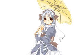 Rule 34 | 00s, aria (sister princess), blue hair, frills, koshou shichimi, maid, parasol, sister princess, solo, umbrella