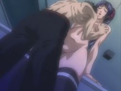 Rule 34 | 00s, 1boy, 1girl, animated, animated gif, bible black, bible black gaiden, black hair, bouncing breasts, grabbing another&#039;s breast, breast sucking, breasts, classroom, close-up, desk, closed eyes, grabbing, happy, hetero, hiratani seiichi, kozono nami, large breasts, licking, nipples, nude, open mouth, purple hair, saliva, school, short hair, smile, spiked hair, thighhighs, tongue