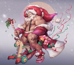 Rule 34 | 1boy, abs, absurdres, animal hood, bara, bear hood, beard, bulge, candy, candy cane, character costume, character request, christmas, coat, facial hair, food, from side, full beard, fur-trimmed jacket, fur-trimmed shorts, fur trim, hat, highres, holding, holding candy, holding candy cane, holding food, hood, jacket, jacket partially removed, large hands, large pectorals, long beard, long mustache, looking at viewer, male focus, mature male, muscular, muscular male, navel, nipples, old, old man, original, pectorals, receding hairline, red hat, santa claus, santa costume, santa hat, seductive smile, short hair, short shorts, shorts, silverjow, sleigh, smile, solo, suspenders, thick arms, thick beard, thick eyebrows, thick thighs, thighs, veins, veiny hands