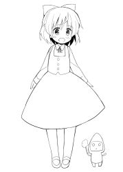 Rule 34 | 1girl, aged down, bad id, bad twitter id, bow, child, dress, glastonbury1966, greyscale, hair bow, highres, lineart, mary janes, monochrome, no nose, open mouth, ribbon, sanya v. litvyak, shoes, short hair, simple background, solo, strike witches, tonttu, white background, world witches series