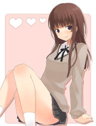 Rule 34 | amagami, brown hair, kamizaki risa, long hair, nishikawa ari, pleated skirt, school uniform, skirt, solo, sweater
