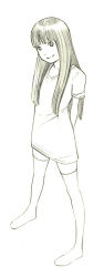 Rule 34 | 1girl, long hair, monochrome, original, over-kneehighs, sketch, solo, thighhighs, traditional media, yoshitomi akihito