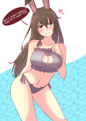 Rule 34 | 1girl, absurdres, animal ears, blush, breasts, brown hair, cat lingerie, cleavage cutout, clothing cutout, english text, heart, highres, meme attire, navel, panties, rabbit ears, rwby, side-tie panties, solo, underwear, velvet scarlatina, z666ful