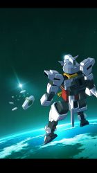Rule 34 | core gundam ii, floating, g.yamamoto, gundam, gundam build divers, gundam build divers re:rise, highres, letterboxed, looking down, mecha, mobile suit, nepteight gundam, no humans, planet, robot, solo, space, spoilers, star (sky), v-fin, visor