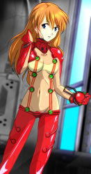 Rule 34 | 00s, 1girl, absurdres, blue eyes, bodysuit, breasts, evangelion: 2.0 you can (not) advance, gentoku, highres, light rays, long hair, medium breasts, multicolored clothes, navel, neon genesis evangelion, open mouth, orange hair, plugsuit, rebuild of evangelion, see-through, shiny clothes, solo, souryuu asuka langley, standing, sunbeam, sunlight, test plugsuit