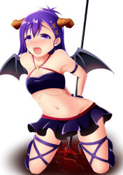 Rule 34 | 10s, 1girl, absurdres, black hair, blush, breasts, demon, demon girl, demon wings, gabriel dropout, groin, highres, horns, open mouth, phantom zwei, purple eyes, skirt, small breasts, solo, vignette tsukinose april, wings
