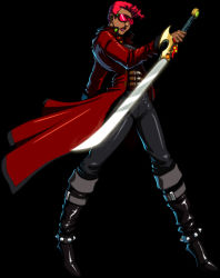 Rule 34 | 1boy, blade, boots, coat, kongai, male focus, red hair, solo, spikes, sunglasses, sword, trench coat, vampire, vanessa voss, weapon