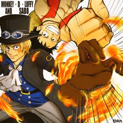 Rule 34 | 2boys, brothers, fire, male focus, monkey d. luffy, multiple boys, one piece, sabo (one piece), siblings