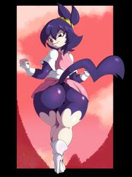 Rule 34 | 1girl, animaniacs, animaniacs (2020), ass, boots, dot warner, eyelashes, fang, fingerless gloves, gloves, high heel boots, high heels, highres, huge ass, pink eyes, pink skirt, school uniform, skirt, solo, solo focus, suirano, tail, thick thighs, thighs, warner bros