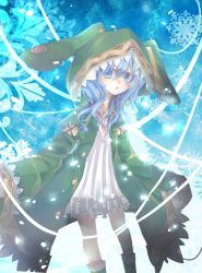 Rule 34 | 10s, 1girl, animal hood, bad id, bad pixiv id, blue background, blue eyes, blue hair, bow, coat, date a live, dress, hood, looking at viewer, machi (7769), matching hair/eyes, solo, yoshino (date a live)