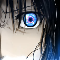 Rule 34 | 1girl, black hair, close-up, eye focus, ffmania7, isshiki (ffmania7), kara no kyoukai, multicolored eyes, ryougi shiki, solo