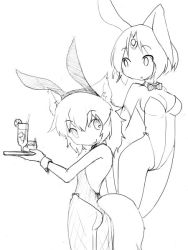 Rule 34 | animal ears, ass, playboy bunny, camel (dansen), fake animal ears, from behind, looking back, milia, monochrome, sachiho, short hair, strapless leotard, tail
