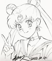Rule 34 | artist name, bishoujo senshi sailor moon, black and white, hand drawn, highres, kagawa hisashi, sailor moon, sketch, tagme, tsukino usagi, v