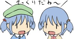 Rule 34 | 2girls, blue hair, kawashiro nitori, look-alike, multiple girls, naganohara mio, nichijou, touhou