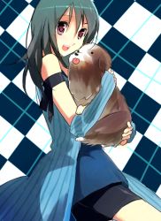 Rule 34 | 1990s (style), 1girl, angelo (ff8), black hair, detached sleeves, dog, female focus, final fantasy, final fantasy viii, happy, kyoumo baito, long hair, open mouth, rinoa heartilly, solo, standing