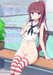 Rule 34 | 1girl, brown hair, cleft of venus, cosplay, highres, hypnosis, kantai collection, long hair, mind control, new game!, public indecency, pussy, shimakaze (kancolle), shimakaze (kancolle) (cosplay), takimoto hifumi, vahn yourdoom