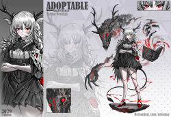 Rule 34 | 1girl, 2020, adoptable, allosauc, animal ear fluff, animal ears, animal skull, antlers, artist name, belt, belt buckle, black belt, black scarf, black skirt, book, buckle, cape, chain, character sheet, close-up, closed mouth, commentary, cowboy shot, creature and personification, crossed arms, deer ears, deviantart username, disembodied penis, english commentary, english text, flower, full body, fur cape, gradient background, grey background, grimoire, high-waist skirt, high heels, highres, horns, leg ribbon, light blush, light frown, long hair, miniskirt, multiple views, original, pale skin, penis, pleated skirt, polka dot, polka dot background, projected inset, red eyes, red flower, red footwear, red ribbon, red rose, ribbon, rose, scarf, shirt, simple background, single bare leg, skirt, smoke, triangle background, turning page, wendigo, white cape, white hair, white shirt