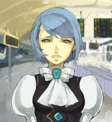 Rule 34 | 1girl, blue hair, capcom, derivative work, earrings, female focus, formal, gem, ace attorney, phoenix wright: ace attorney - justice for all, jewelry, franziska von karma, looking at viewer, mole, mole under eye, sad, short hair, silver hair, solo, spoilers, tears