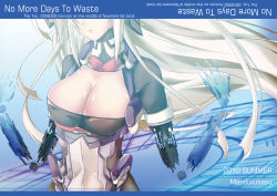 Rule 34 | 1girl, breasts, cleavage, cover, cover page, digital dissolve, female focus, gradient background, head out of frame, horizon ariadust, kyoukaisenjou no horizon, large breasts, long hair, silver hair, solo, sousuke3