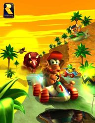 Rule 34 | diddy kong, diddy kong racing, donkey kong (series), monkey, nintendo, official art, rareware, timber, tiptup, tricky the triceratops