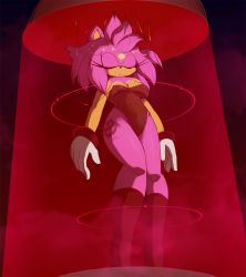 Rule 34 | absurdres, amy rose, boots, breasts, cleavage, furry, furry female, gloves, glowing tattoo, highres, leg tattoo, leotard, sonic (series), sonic (series), souldroids, tattoo, test tube