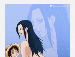 Rule 34 | 1boy, 1girl, artyum99, breasts, cowgirl position, large breasts, monkey d. luffy, nico robin, nude, one piece, sex, straddling