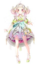 Rule 34 | 1girl, ahoge, bad id, bad pixiv id, blue bow, bobby socks, bottle, bow, bracelet, candy, dress, earrings, food, food-themed clothes, food-themed hair ornament, food-themed ornament, frills, gradient hair, green footwear, hair ornament, japanese clothes, jewelry, konpeitou, multicolored hair, original, personification, pocketland, polka dot, polka dot bow, red eyes, ryota (ry o ta), shoes, short hair, short twintails, silver hair, skirt, socks, solo, twintails