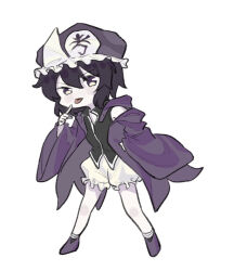Rule 34 | 1other, :p, androgynous, ankle socks, black shirt, boots, closed mouth, collared shirt, commentary, dated commentary, detached sleeves, finger to cheek, frilled hat, frilled shorts, frills, frown, full body, hat, high collar, hood, hood down, hooded jacket, jacket, jishixingle1029, len&#039;en, light blush, long sleeves, looking at viewer, medium hair, mob cap, other focus, pale skin, puffy shorts, purple eyes, purple footwear, purple hair, purple hat, purple hood, purple jacket, purple sleeves, shirt, shitodo kuroji, shorts, simple background, single bare shoulder, sleeveless, sleeveless shirt, socks, solo, tongue, tongue out, triangular headpiece, v-shaped eyebrows, white background, white shorts, white socks, wide sleeves