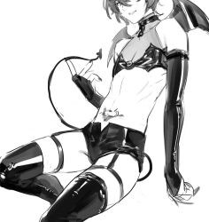 Rule 34 | 1boy, bat bra, bishounen, bra, bulge, chain, chain leash, choker, commentary, commentary request, cowboy shot, demon boy, demon tail, demon wings, elbow gloves, fingerless gloves, garter straps, gloves, granblue fantasy, greyscale, hair between eyes, head out of frame, highres, latex, latex gloves, latex shorts, latex thighhighs, leash, messy hair, monochrome, nail polish, o-ring, o-ring top, pubic tattoo, sandalphon (granblue fantasy), see-through, see-through shirt, shiny clothes, short hair, sketch, solo focus, tail, tattoo, tekki (tki), thighhighs, underwear, upper body, wings