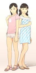 Rule 34 | 2girls, flat chest, highres, multiple girls, shinchou ni kansuru kousatsu, short shorts, shorts