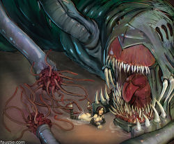 Rule 34 | double penetration, faustie, lying, monster, multiple penetration, rape, size difference, tentacles, thighhighs