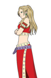 Rule 34 | 1990s (style), 1girl, class change, dancer, earrings, female focus, final fantasy, final fantasy iv, jewelry, lowres, midriff, retro artstyle, rosa farrell, simple background, solo