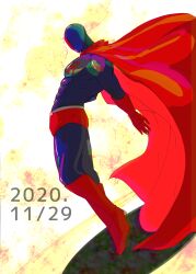 Rule 34 | 1boy, 2020, black hole (kinnikuman), cape, dated, faceless, full body, gloves, highres, kinnikuman, monster boy, muscular, no eyes, no mouth, red cape, red gloves, simple background, solo, wrestling