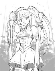 Rule 34 | 1girl, breasts, corset, cosplay, date a live, greyscale, gun, hat, long hair, magical musket, mahou shoujo madoka magica, mahou shoujo madoka magica (anime), monochrome, planted, sketch, solo, timbougami, tokisaki kurumi, tomoe mami, tomoe mami (cosplay), twintails, weapon