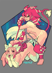 Rule 34 | 2girls, abysmal0, animal ears, artist name, bdsm, beast master (disgaea), blush, bondage, bound, breasts, cat ears, cat tail, clothed female nude female, collar, disgaea, elbow gloves, fang, femdom, gloves, grey background, high ponytail, leash, leash pull, long hair, multiple girls, nekomata, nekomata (disgaea), nippon ichi, no bra, no panties, nude, open mouth, pink eyes, pink footwear, pink hair, pointy ears, ponytail, red hair, revealing clothes, ribbon, sideboob, sidelocks, simple background, slave, tail, tan, tanline, thighhighs, tongue, tongue out, white gloves, white legwear, yellow eyes