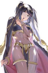 Rule 34 | 1girl, bad id, bad twitter id, black hair, bodysuit, bracelet, cape, covered navel, emmmerald, fire emblem, fire emblem awakening, from below, jewelry, nail polish, nintendo, sketch, solo, tharja (fire emblem), thigh strap, two side up