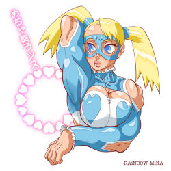 Rule 34 | 1990s (style), armpits, blonde hair, blue eyes, capcom, doomshaman, lips, rainbow mika, street fighter, street fighter zero (series), sweat stain, twintails