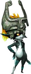 Rule 34 | 1girl, 3d, full body, highres, mask, midna, navel, neon trim, nintendo, official art, red eyes, solo, standing, the legend of zelda, the legend of zelda: twilight princess, transparent background