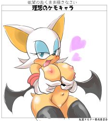 Rule 34 | animal ears, bat (animal), blush, grabbing another&#039;s breast, breasts, furry, grabbing, large breasts, naughty face, nipples, rouge the bat, smile, sonic (series), tail, tongue, wings