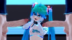 Rule 34 | 1girl, 2boys, 3d, animated, anus, ass, ass shake, audible music, audience, boots, breasts, cameltoe, cleft of venus, dancing, fellatio, from behind, from below, green eyes, gs-mantis, handjob, hatsune miku, heart, heart-shaped pupils, jiggle, kissing penis, large penis, licking, long hair, looking at viewer, looking down, multiple boys, nipples, oral, penis, pussy, small breasts, sound, symbol-shaped pupils, tattoo, thigh boots, thighhighs, thighs, twintails, uncensored, video, vocaloid, video