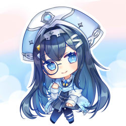 Rule 34 | + +, 1girl, black skirt, blue eyes, blue hair, blue headwear, blue jacket, blue sweater, blush, book, chibi, chinese commentary, clenched hands, head tilt, highres, holding, holding book, hololive, hololive china, jacket, leggings, long hair, looking at viewer, monocle, off shoulder, rosalyn (hololive), second-party source, sitting, skirt, smile, solo, sweater, virtual youtuber, xue taozi