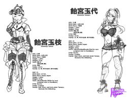 Rule 34 | 2girls, agawa ryou, amemiya tamae, amemiya tamayo, artist name, asymmetrical legwear, bilingual, boots, breasts, candy, character name, character sheet, commentary request, cross-laced footwear, english text, fishnet legwear, fishnets, food, full body, glasses, greyscale, hair over one eye, high heels, jewelry, lace-up boots, lollipop, looking at viewer, miniskirt, mixed-language text, monochrome, multiple girls, necklace, original, shorts, siblings, simple background, sisters, skirt, small breasts, smile, standing, thigh boots, thighhighs, tongue, tongue out, twins, uneven legwear, white background